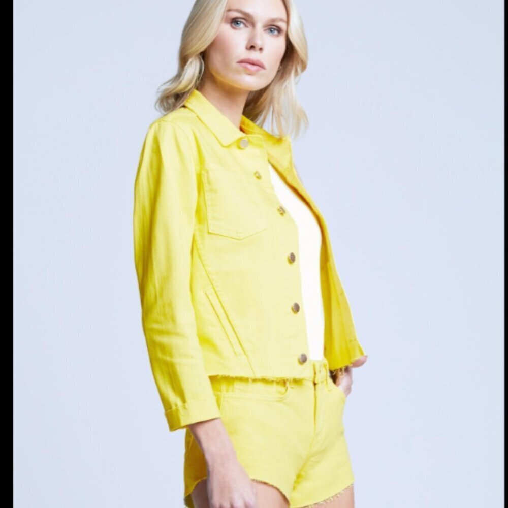 L'AGENCE Buttercup Yellow Jean Jacket Size Small - Picture 5 of 14